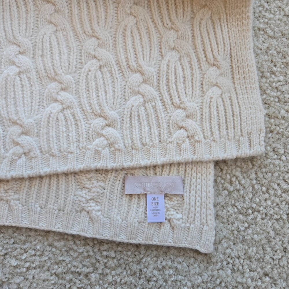 NWOT Nordstrom Cashmere Cable Scarf - Picture 5 of 7